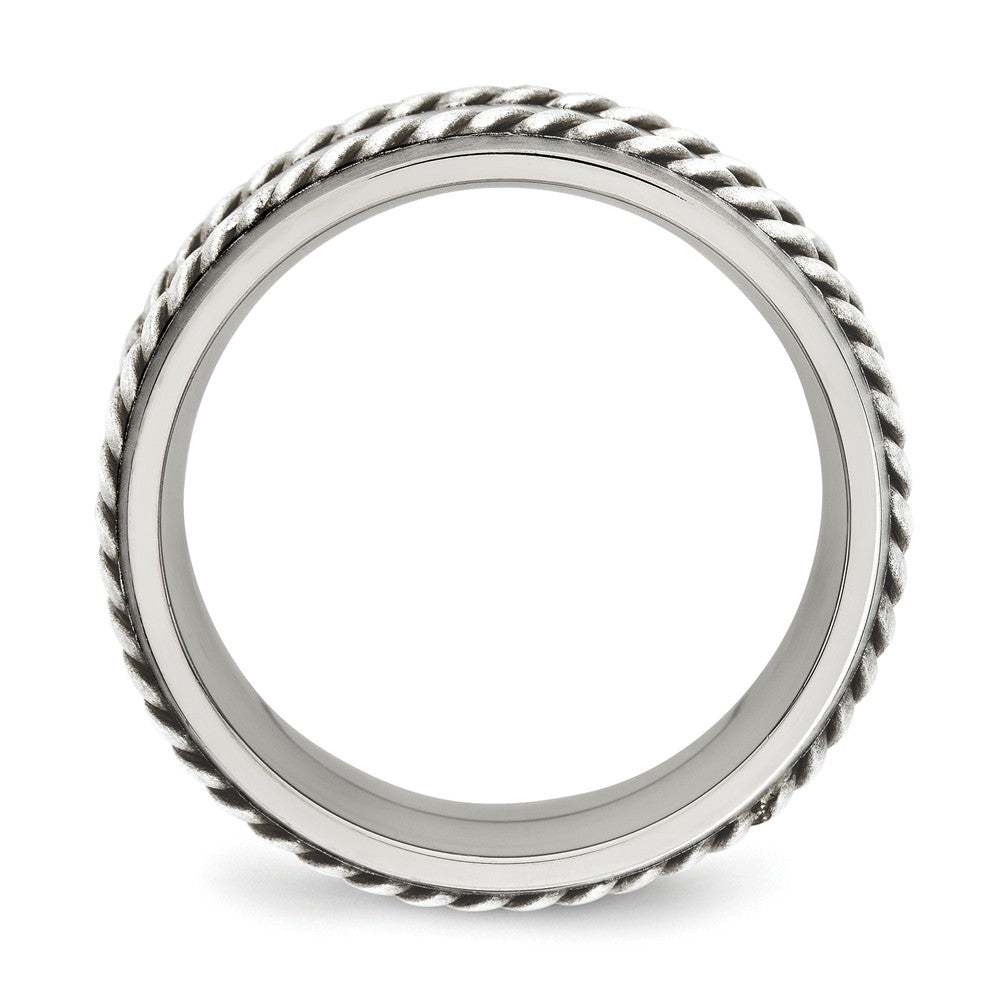 Twisted Brushed Wedding Band in Stainless Steel & Sterling Silver, 8mm