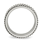 Twisted Brushed Wedding Band in Stainless Steel & Sterling Silver, 8mm