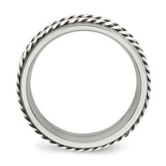 Sophia Jewelers Stainless Steel Wedding Band with Silver Twist Inlay - 8
