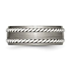 Sophia Jewelers Stainless Steel Wedding Band with Silver Twist Inlay - 8