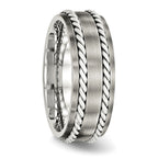 Twisted Brushed Wedding Band in Stainless Steel & Sterling Silver, 8mm