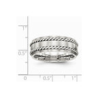 Stainless Steel Brushed w/Silver Double Twist Inlay Ring