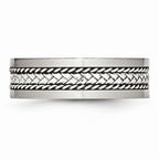 Sophia Jewelers Stainless Steel Wedding Band with Silver Inlay Finish