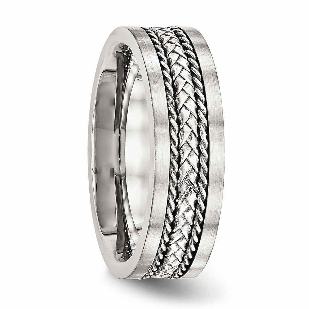 Sophia Jewelers Stainless Steel Wedding Band with Silver Inlay Finish - 8