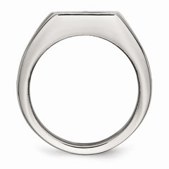 Stainless Steel Polished Signet Carbon Fiber Inlay Ring