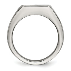 Stainless Steel Polished Carbon Fiber Inlay Signet Ring