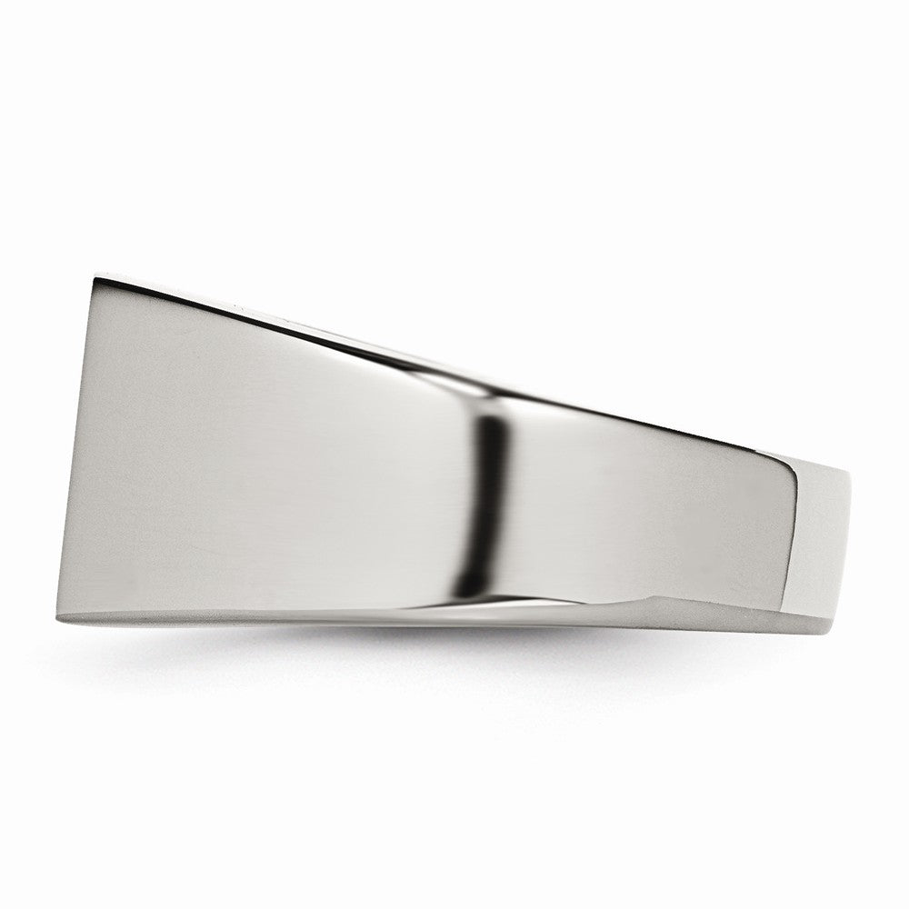 Sophia Jewelers Polished Stainless Steel Signet Ring with Carbon Fiber Inlay
