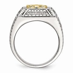 Sophia Jewelers Polished Gold Tone Stainless Steel Anchor Ring