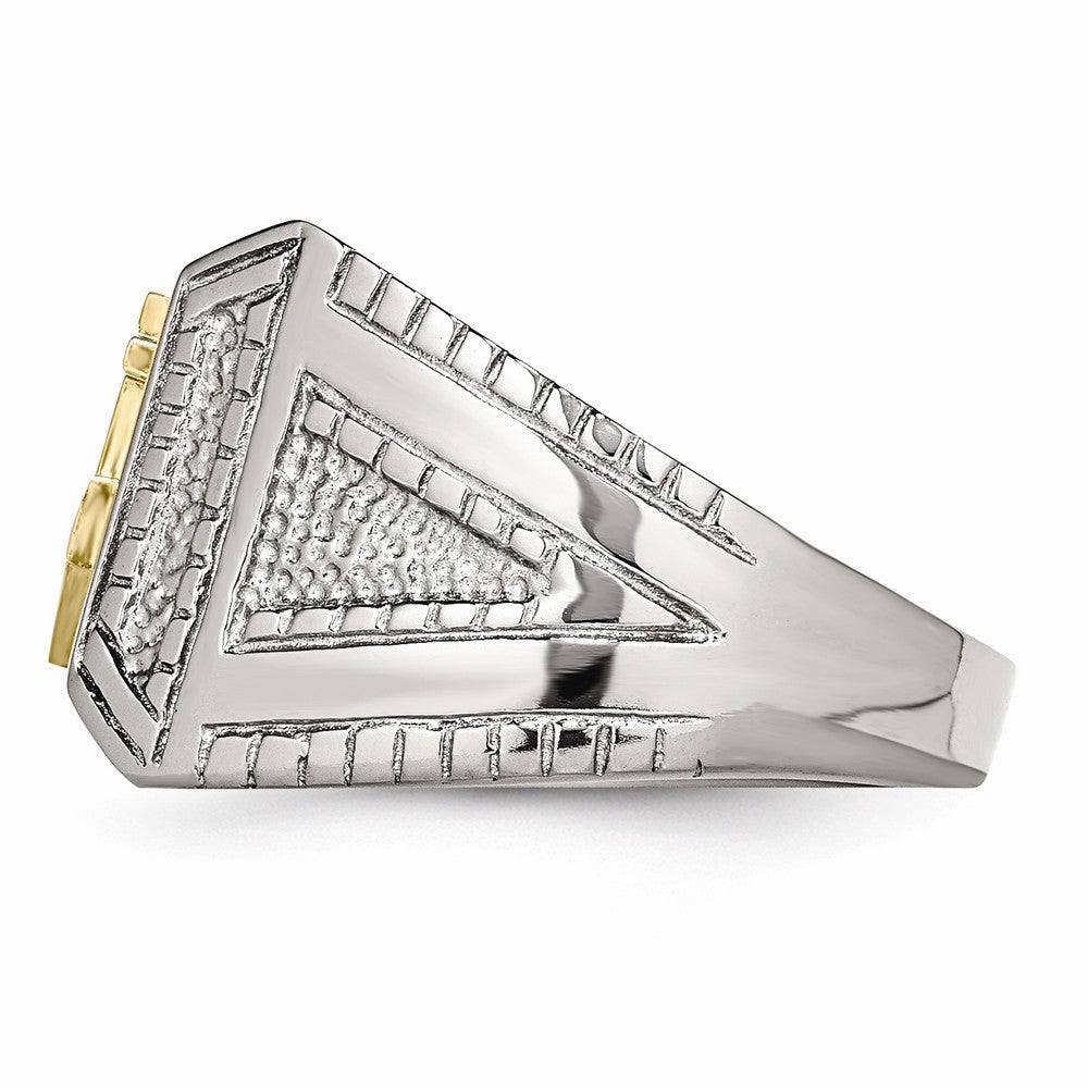 Sophia Jewelers Polished Gold Tone Stainless Steel Anchor Ring