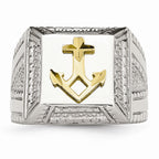 Sophia Jewelers Polished Gold Tone Stainless Steel Anchor Ring