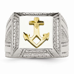 Sophia Jewelers Polished Gold Tone Stainless Steel Anchor Ring