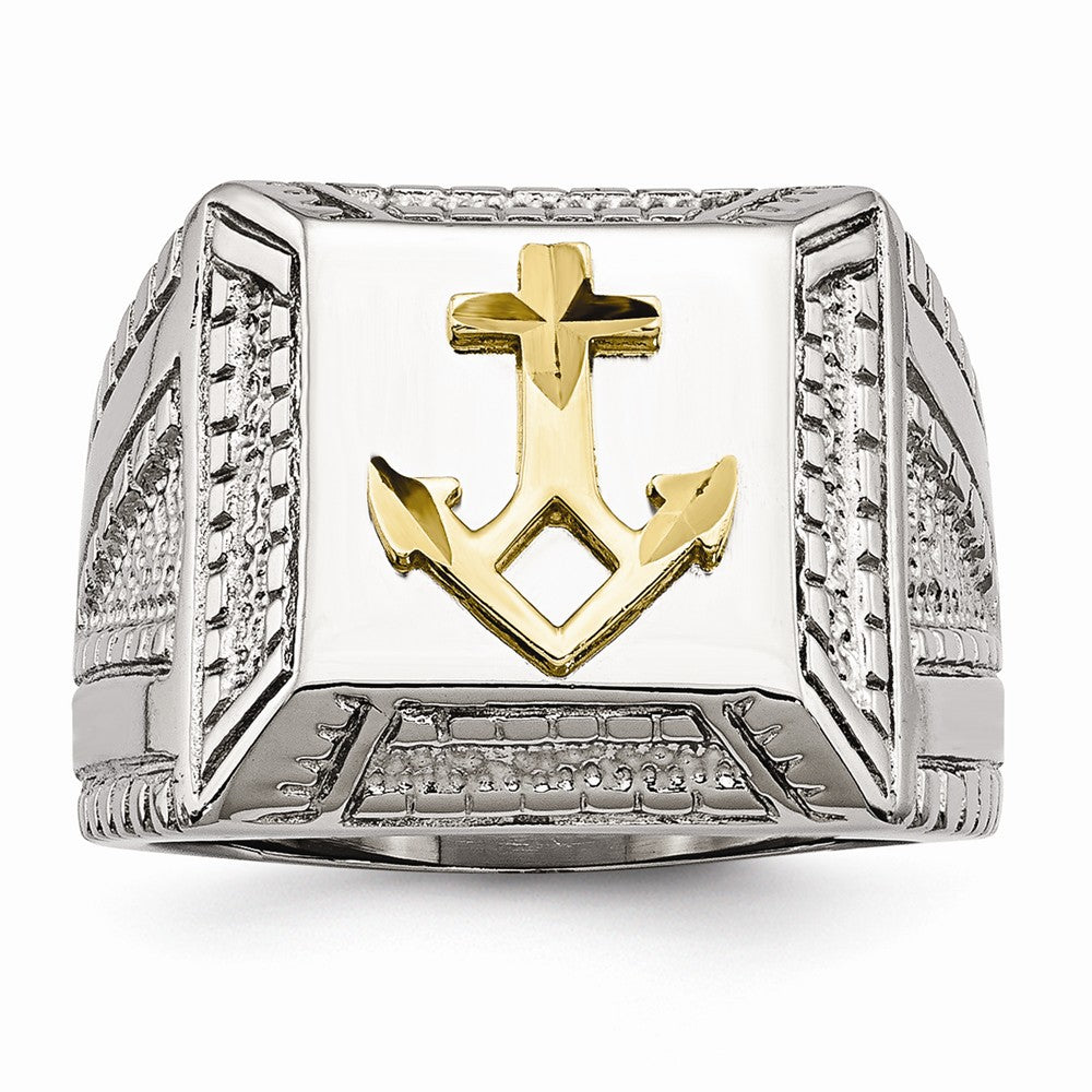 Sophia Jewelers Polished Gold Tone Stainless Steel Anchor Ring Main image