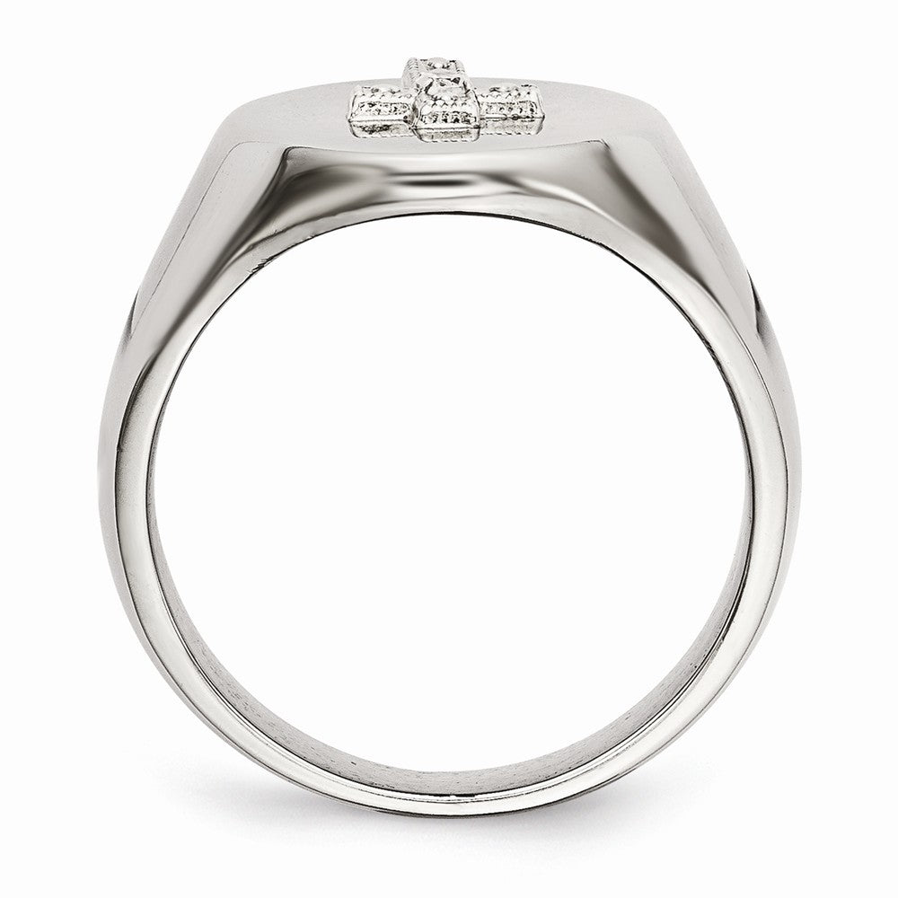 Sophia Jewelers Stainless Steel Polished Cross CZ Signet Ring for Men - 9