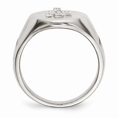 Sophia Jewelers Stainless Steel Polished Cross CZ Signet Ring for Men - 9