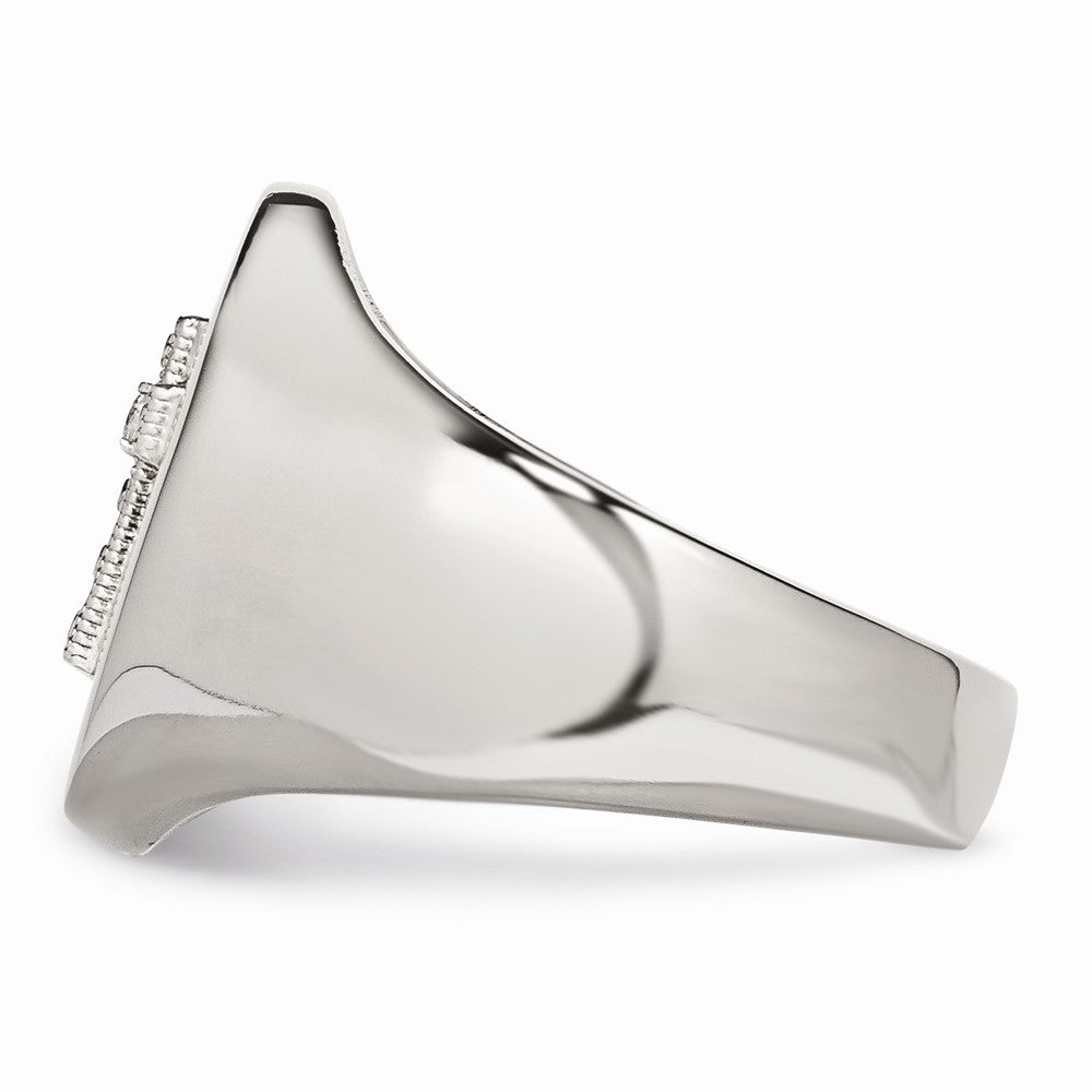 Sophia Jewelers Stainless Steel Polished Cross CZ Signet Ring for Men