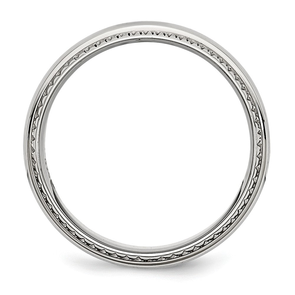 Sophia Jewelers Stainless Steel Wedding Band with Polished Textured Edge - 8 - 8