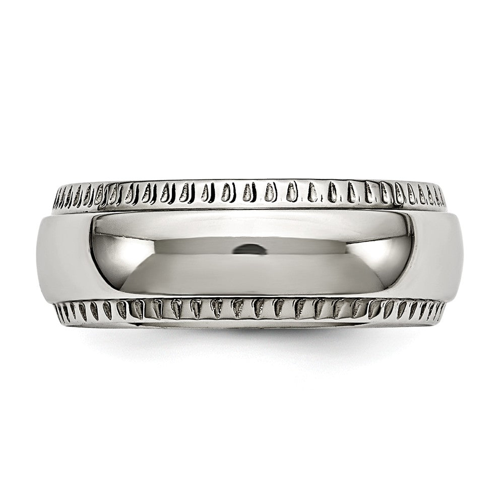 Sophia Jewelers Stainless Steel Wedding Band with Polished Textured Edge - 8 - 8