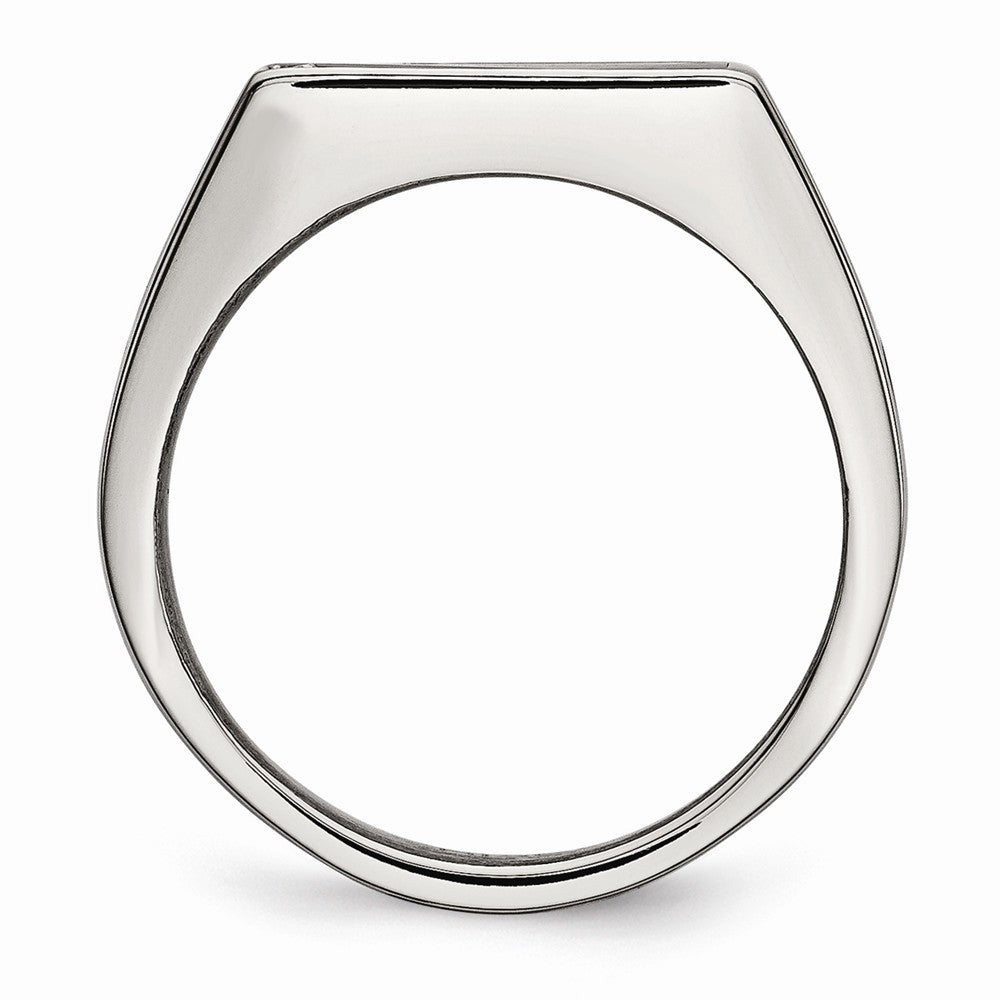 Sophia Jewelers Polished Black Enamel CZ Stainless Steel Signet Ring Secondary image