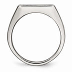 Sophia Jewelers Polished Black Enamel CZ Stainless Steel Signet Ring
