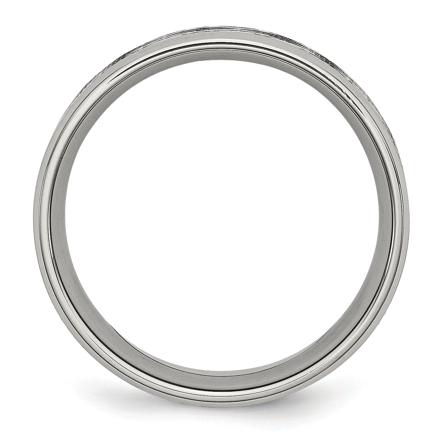 Polished & Textured CZ Wedding Band in Stainless Steel, 8mm Secondary image
