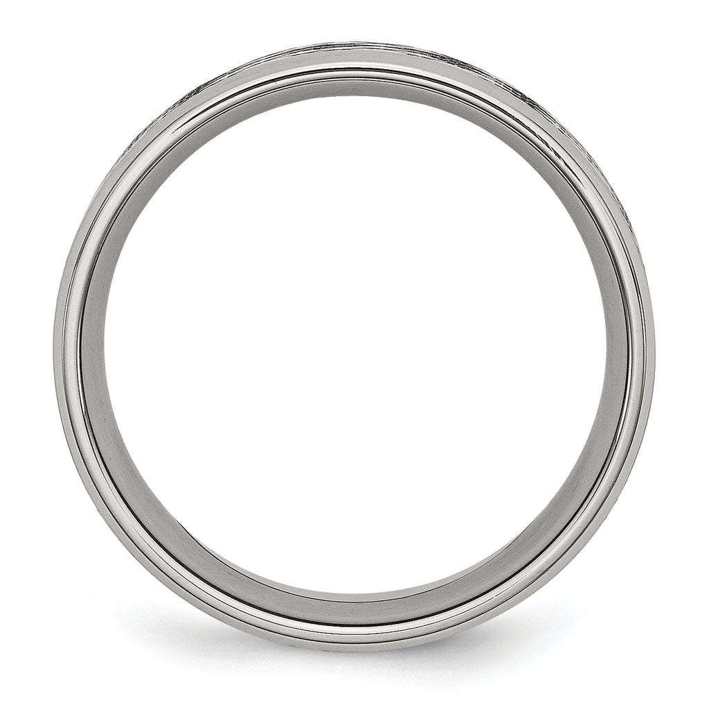 Polished & Textured CZ Wedding Band in Stainless Steel, 8mm