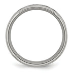 Polished & Textured CZ Wedding Band in Stainless Steel, 8mm