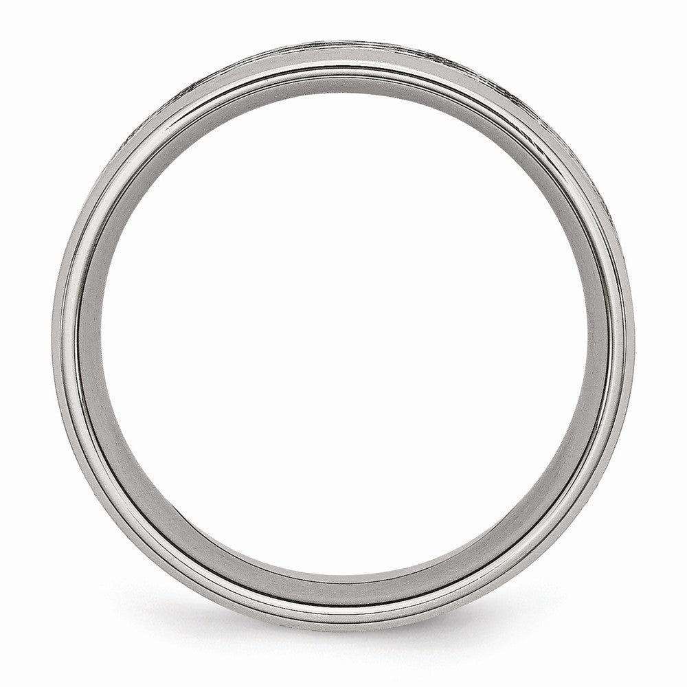 Polished & Textured CZ Wedding Band in Stainless Steel, 8mm