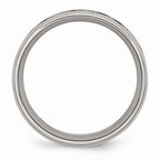 Polished & Textured CZ Wedding Band in Stainless Steel, 8mm