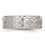 Polished & Textured CZ Wedding Band in Stainless Steel, 8mm