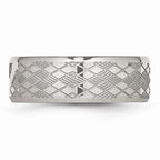 Polished & Textured CZ Wedding Band in Stainless Steel, 8mm