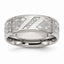Polished & Textured CZ Wedding Band in Stainless Steel, 8mm