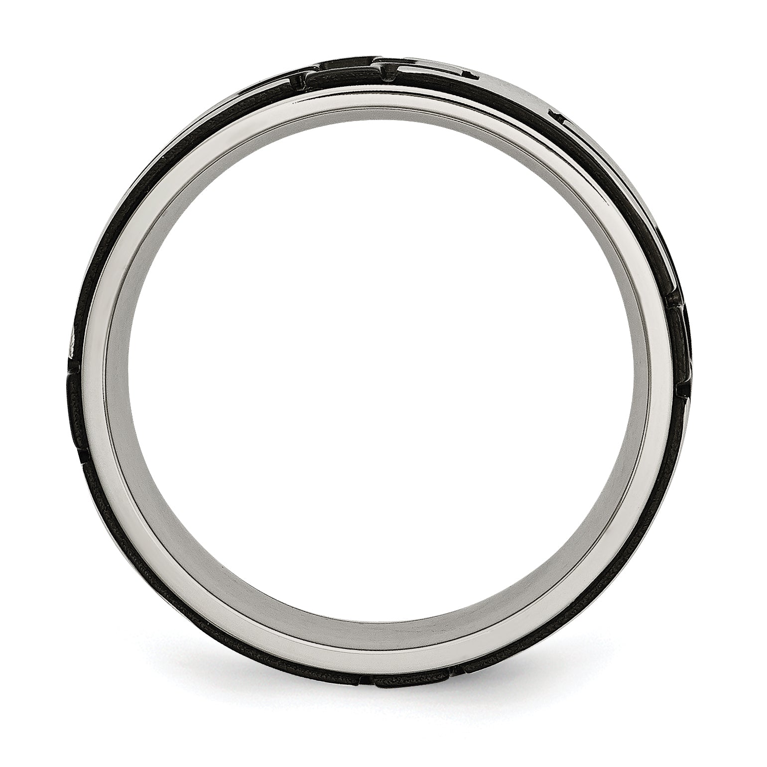 Black Cross CZ Wedding Band in Stainless Steel, 8mm Secondary image