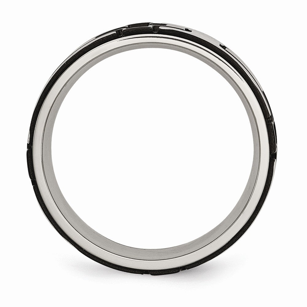 Black IP Cross CZ Wedding Band in Stainless Steel, 8mm Secondary image
