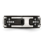 Black Cross CZ Wedding Band in Stainless Steel, 8mm