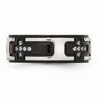 Black IP Cross CZ Wedding Band in Stainless Steel, 8mm