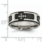 Black Cross CZ Wedding Band in Stainless Steel, 8mm