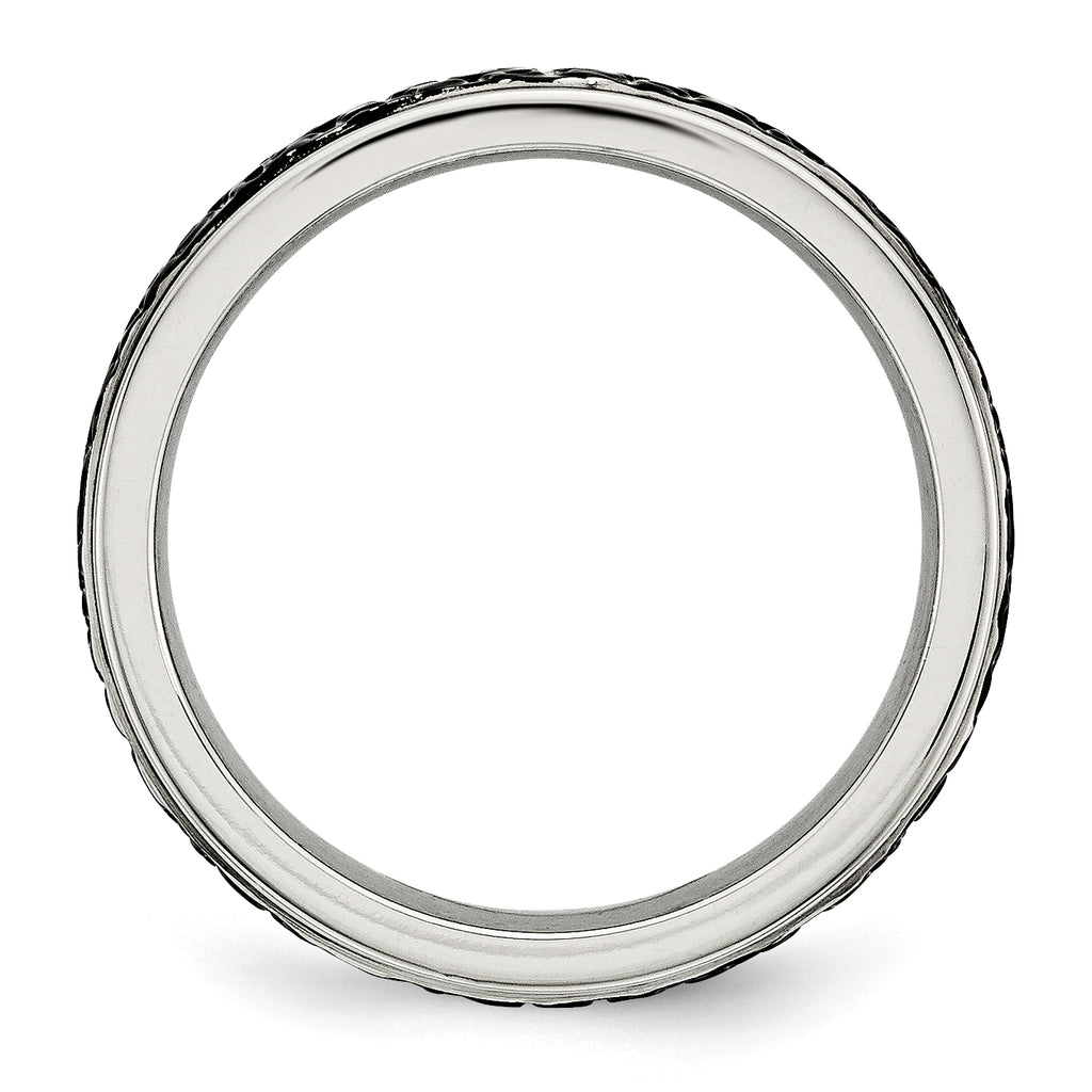 Polished & Textured Wedding Band in Stainless Steel, 8mm