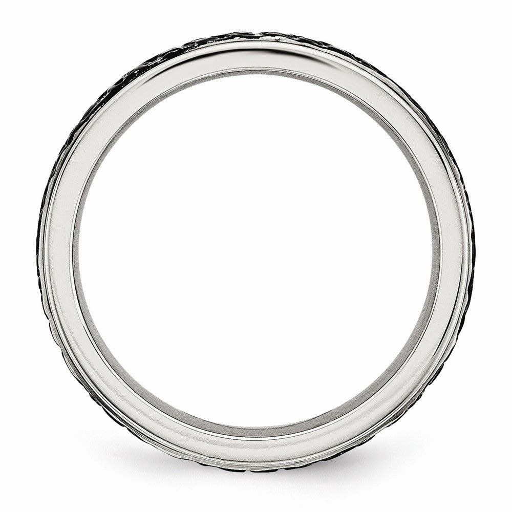 Stainless Steel Wedding Band with Polished Black IP Plate Finish - 8 - 8