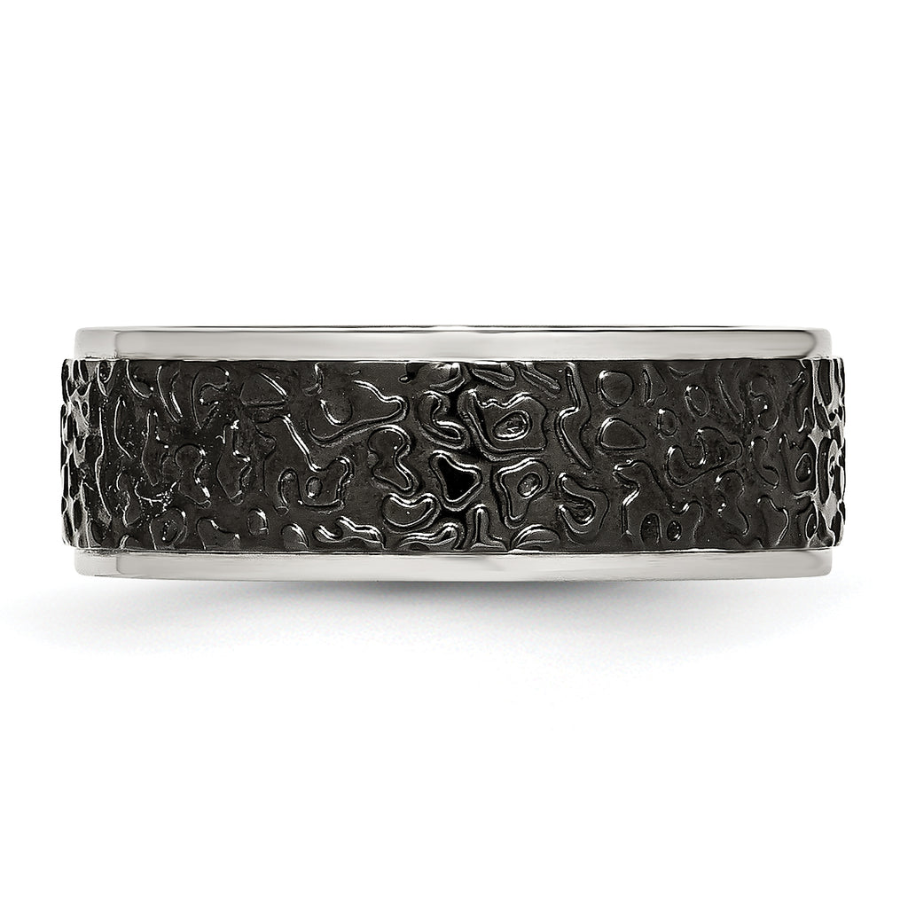 Polished & Textured Wedding Band in Stainless Steel, 8mm