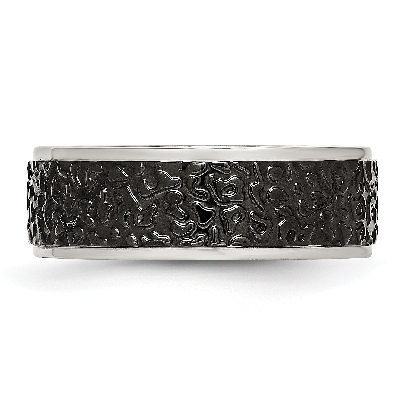 Polished & Textured Wedding Band in Stainless Steel, 8mm