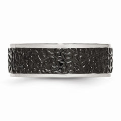 Stainless Steel Wedding Band with Polished Black IP Plate Finish - 8 - 8