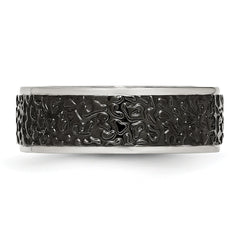 Stainless Steel Polished and Textured Black IP-plated 8mm Band