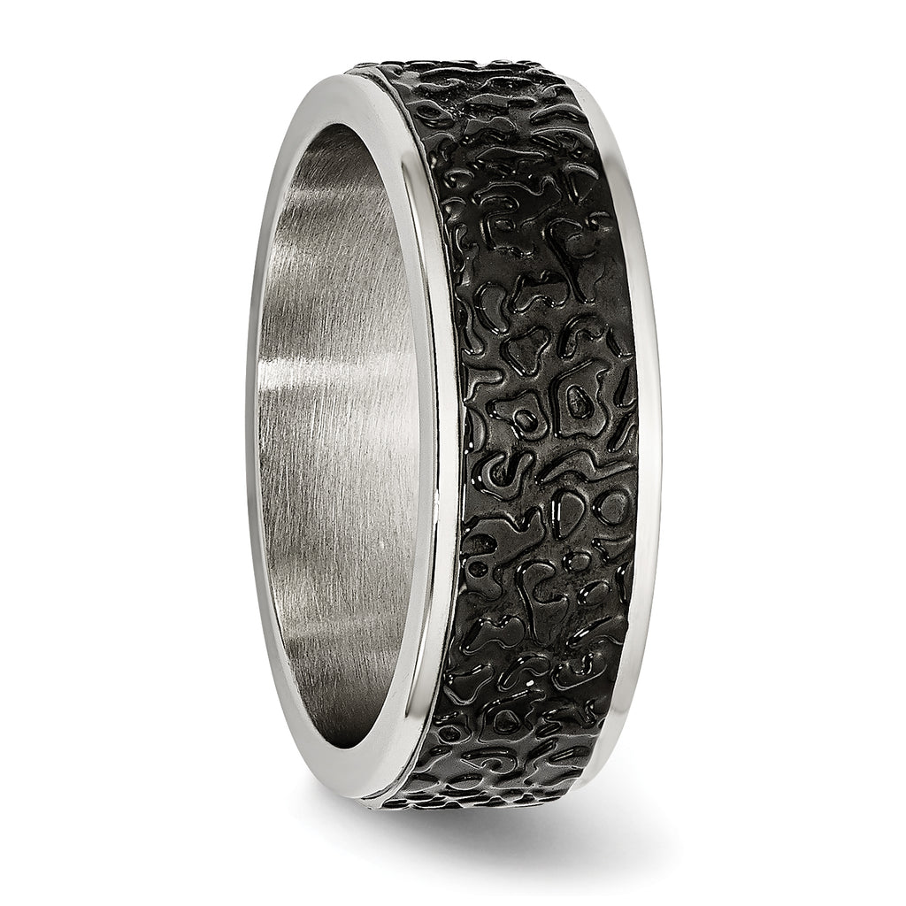 Polished & Textured Wedding Band in Stainless Steel, 8mm