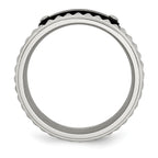 Faceted Black IP-Plated Wedding Band in Stainless Steel, 8mm