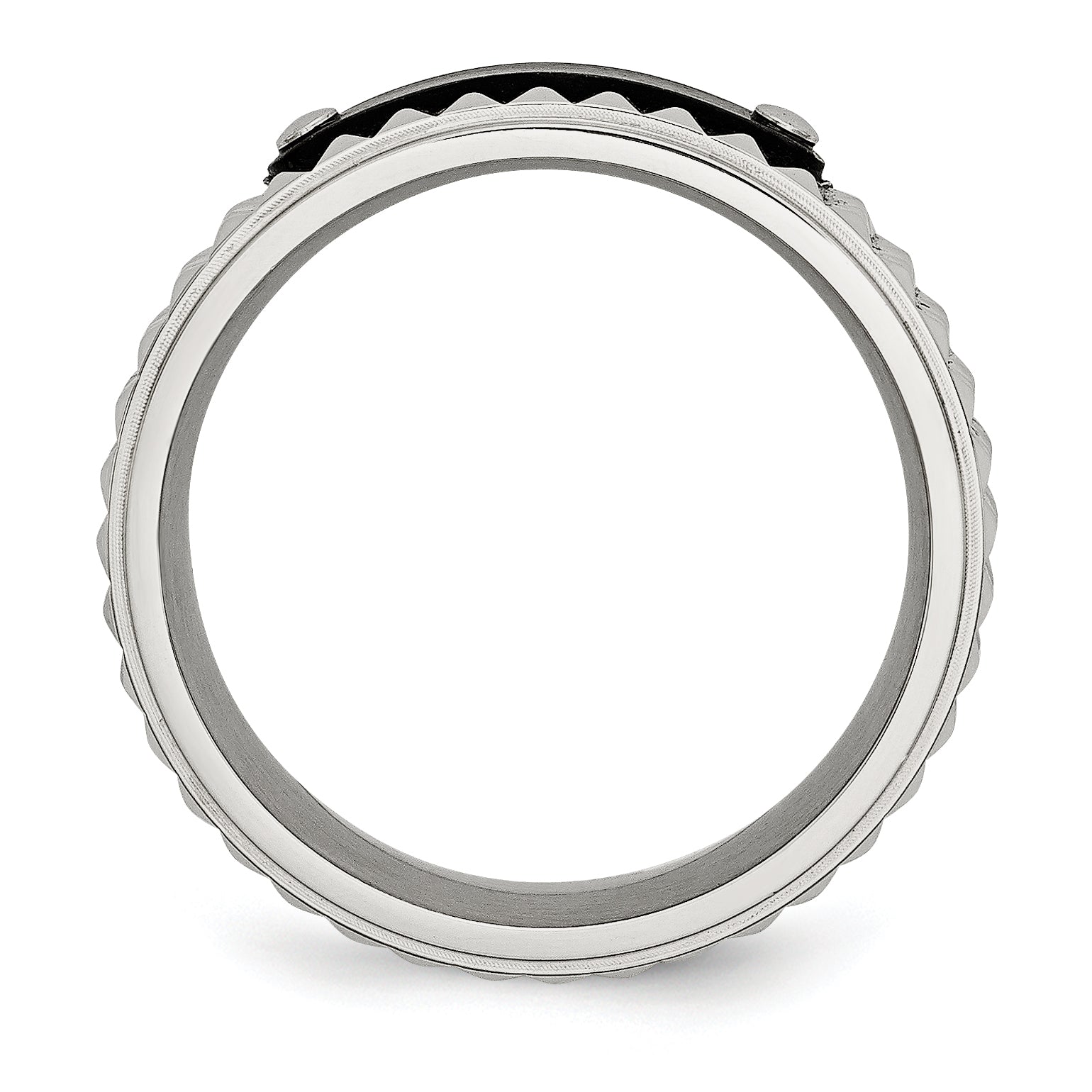 Faceted Black IP-Plated Wedding Band in Stainless Steel, 8mm
