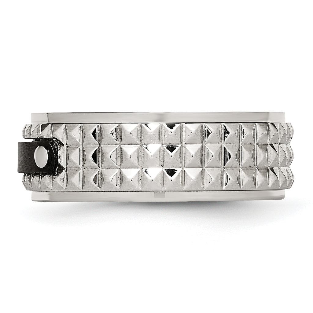 Faceted Black IP-Plated Wedding Band in Stainless Steel, 8mm