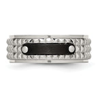 Faceted Black IP-Plated Wedding Band in Stainless Steel, 8mm