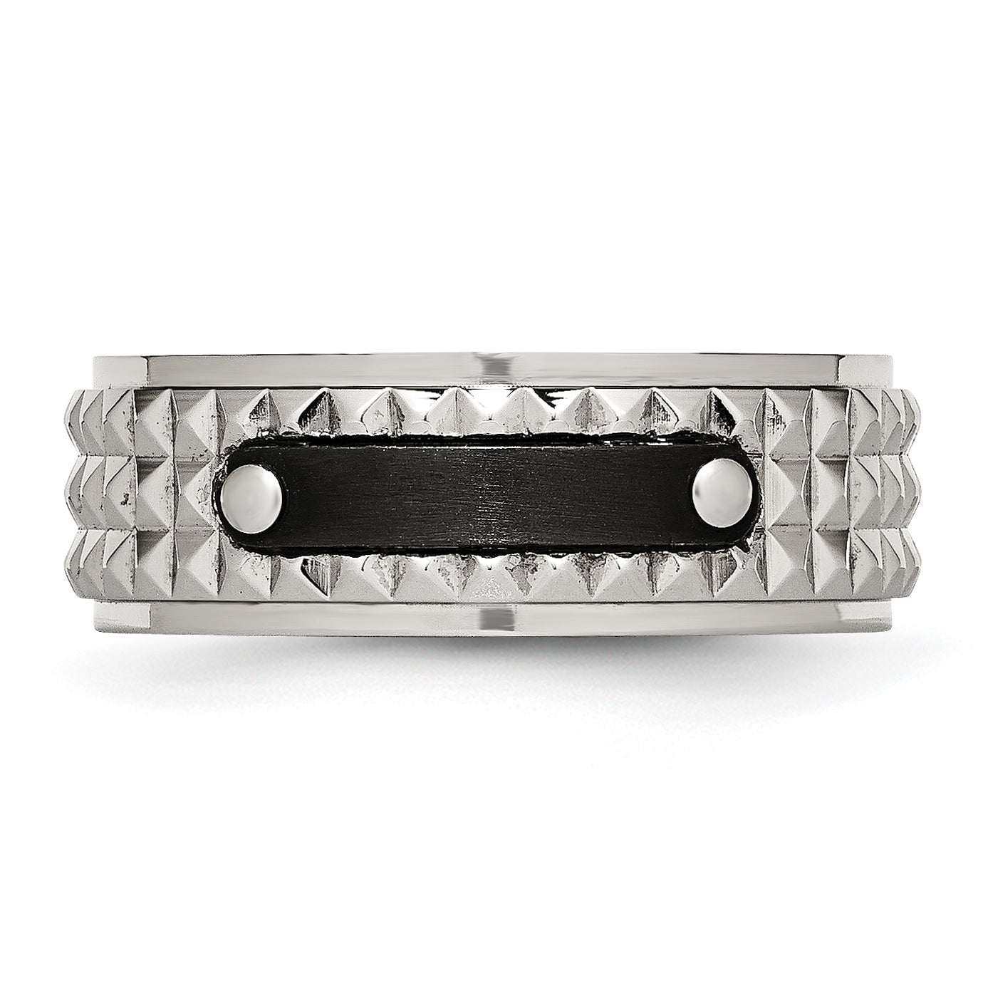 Faceted Black IP-Plated Wedding Band in Stainless Steel, 8mm