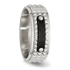 Faceted Black IP-Plated Wedding Band in Stainless Steel, 8mm