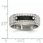 Faceted Black IP-Plated Wedding Band in Stainless Steel, 8mm